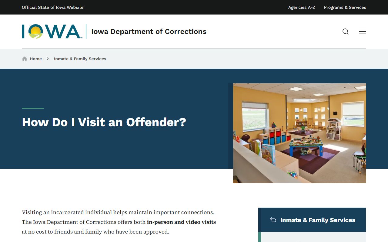 Iowa DOC visitation approval and scheduling information